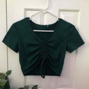 Dark green scrunchie crop top tee